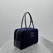 Miu Miu Beau Tartan Top-Handle Bag with navy velvet Leather - 3