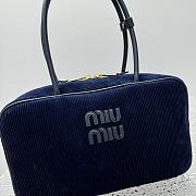 Miu Miu Beau Tartan Top-Handle Bag with navy velvet Leather - 5