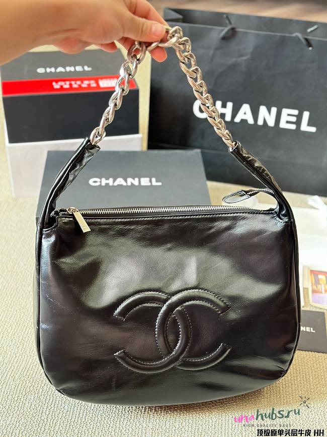 CHANEL stitched-CC shoulder bag35x25cm - 1