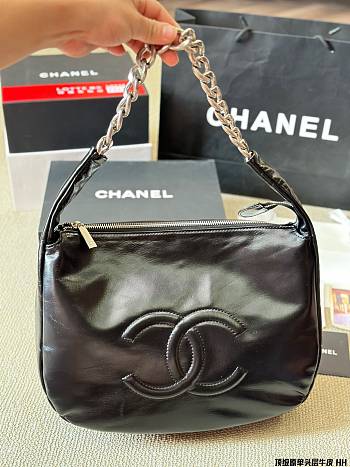 CHANEL stitched-CC shoulder bag35x25cm