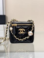 Chanel Mini Vanity Black Lambskin Leather With Pearl Strap - 11*8.5*7cm - 1