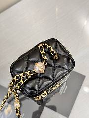 Chanel Mini Vanity Black Lambskin Leather With Pearl Strap - 11*8.5*7cm - 2