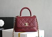 Chanel Coco Handle Bag Red Caviar Leather Bag 14.5x11x5.5cm - 1