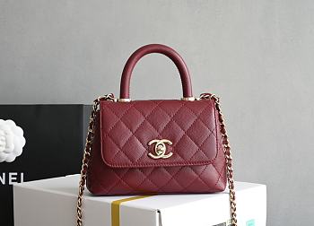 Chanel Coco Handle Bag Red Caviar Leather Bag 14.5x11x5.5cm