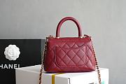 Chanel Coco Handle Bag Red Caviar Leather Bag 14.5x11x5.5cm - 4