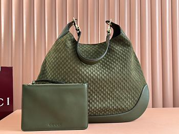 Gucci B medium shoulder bag dark green suede 49*46*4CM