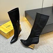 FENDI FIRST Black Leather High-Heeled Boots - 5