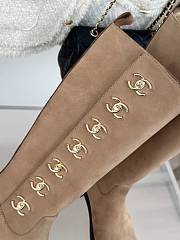 Chanel Multi Turnlock CC Riding Boots Brown Suede - 2