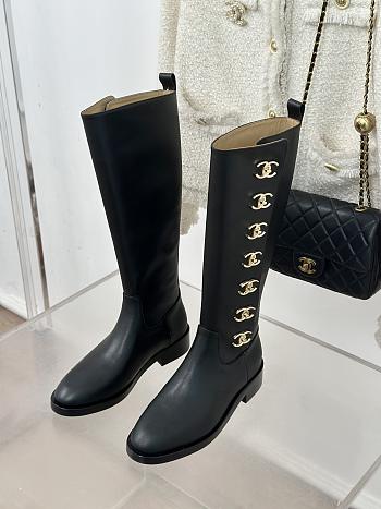 	 Chanel Multi Turnlock CC Riding Boots Black Leather