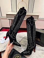 	 Christian Loubutin Black Velvet High Knee Boots - 1