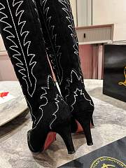 	 Christian Loubutin Black Velvet High Knee Boots - 6