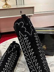 	 Christian Loubutin Black Velvet High Knee Boots - 2