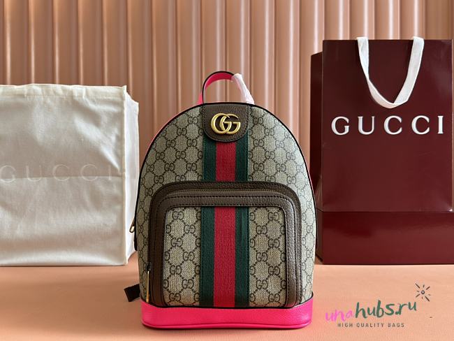 Gucci GG Ebony Brown & Pink Backpack - 22x 29x 15cm - 1