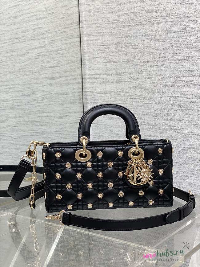 Dior Medium Lady D Joy Cannage Lambskin with Gold-Finish Sun Studs 26cm - 1