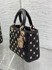 Dior Small LadyCannage Lambskin with Gold-Finish Sun Studs  - 5