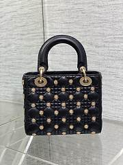 Dior Small LadyCannage Lambskin with Gold-Finish Sun Studs  - 4