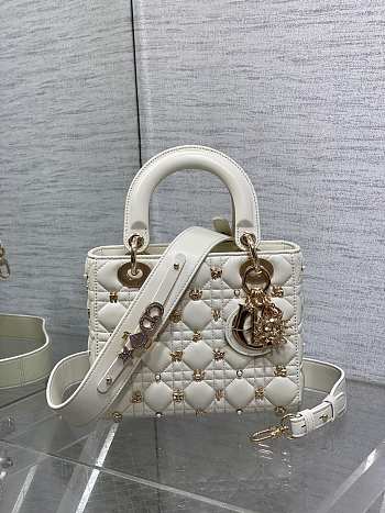 Dior Small LadyCannage Lambskin with Gold-Finish Studs