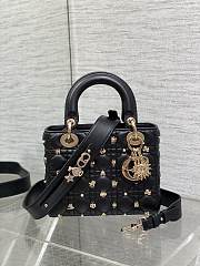 Dior Small LadyCannage Lambskin with Gold-Finish Studs - 2