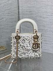 Dior Small Lady White Satin Bag - 1