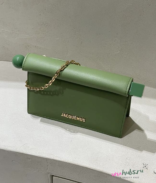 Jacquemus La Petite Pochette Rond C green leather - 1