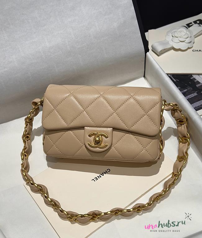 Chanel Mini Hobo flap bag beige cc logo strap  - 1