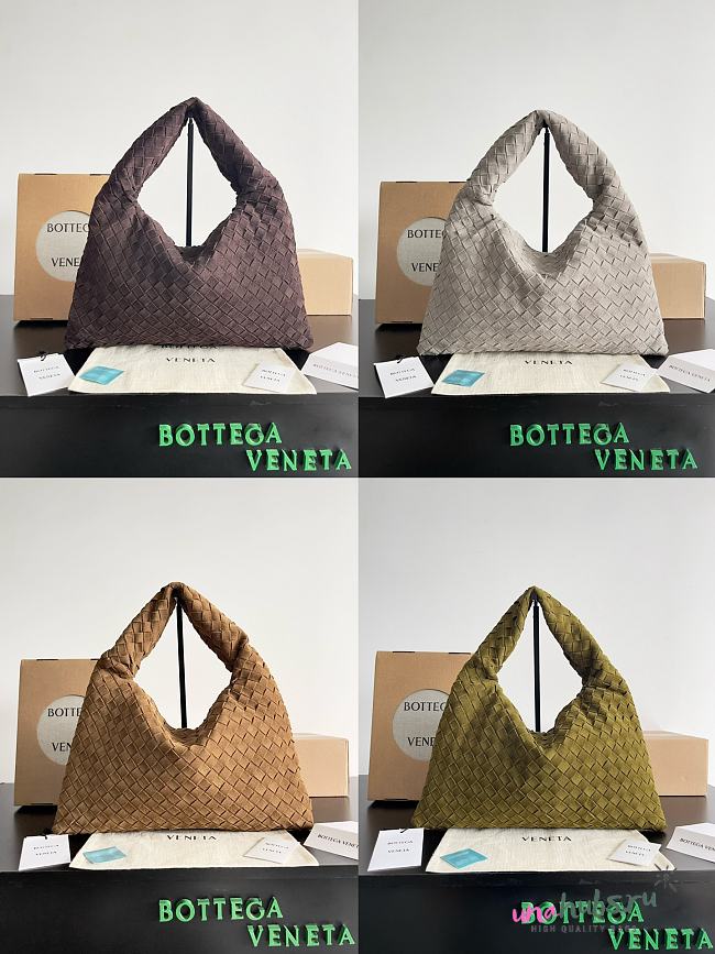 Bottega Veneta Hop Medium intrecciato suede leather tote - 41*20*8cm - 1