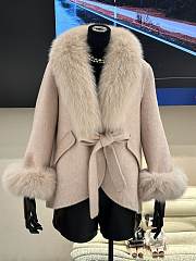 Max Mara Lapel Wool Jackets Coats Belt Pea Coats Fur Collar - 1