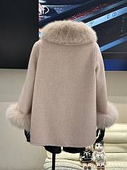 Max Mara Lapel Wool Jackets Coats Belt Pea Coats Fur Collar - 3