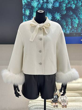 Max Mara bowknot wool fur jacket 