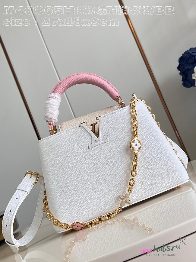 Louis Vuitton Capucines BB White Leather Gold chain Strap - 1