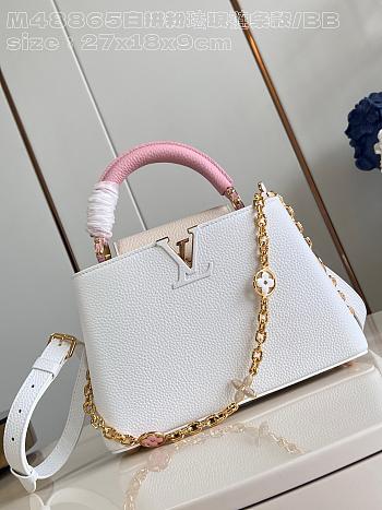 Louis Vuitton Capucines BB White Leather Gold chain Strap