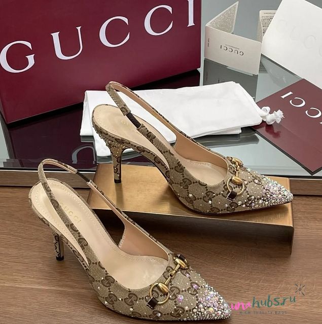 Gucci Women's Horsebit pump Beige canvas 85mm - 1