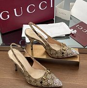 Gucci Women's Horsebit pump Beige canvas 85mm - 1