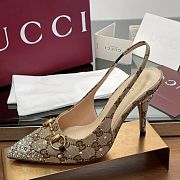 Gucci Women's Horsebit pump Beige canvas 85mm - 6