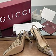 Gucci Women's Horsebit pump Beige canvas 85mm - 5