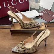 Gucci Women's Horsebit pump Beige canvas 85mm - 4