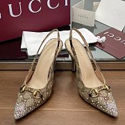 Gucci Women's Horsebit pump Beige canvas 85mm - 2
