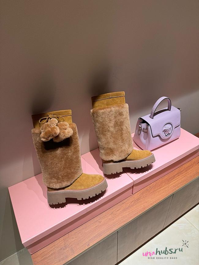 Celine Brown Fur Leather Boot - 1