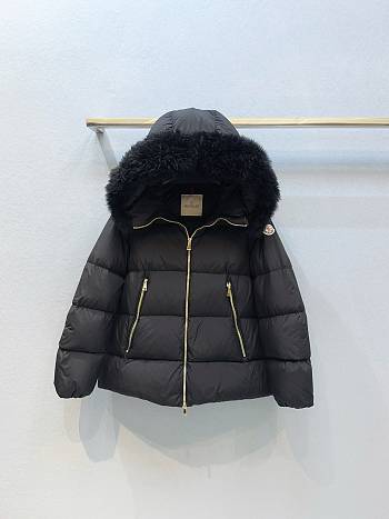 	 Moncler Laichefur Hooded Short Down Jacket Black