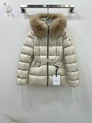 Moncler Boed Hooded Shearling Short Down Jacket Off White - 1
