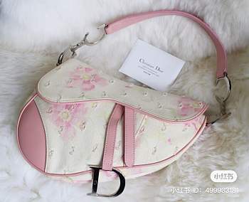 Dior Oblique Canvas Pink Saddle Bag