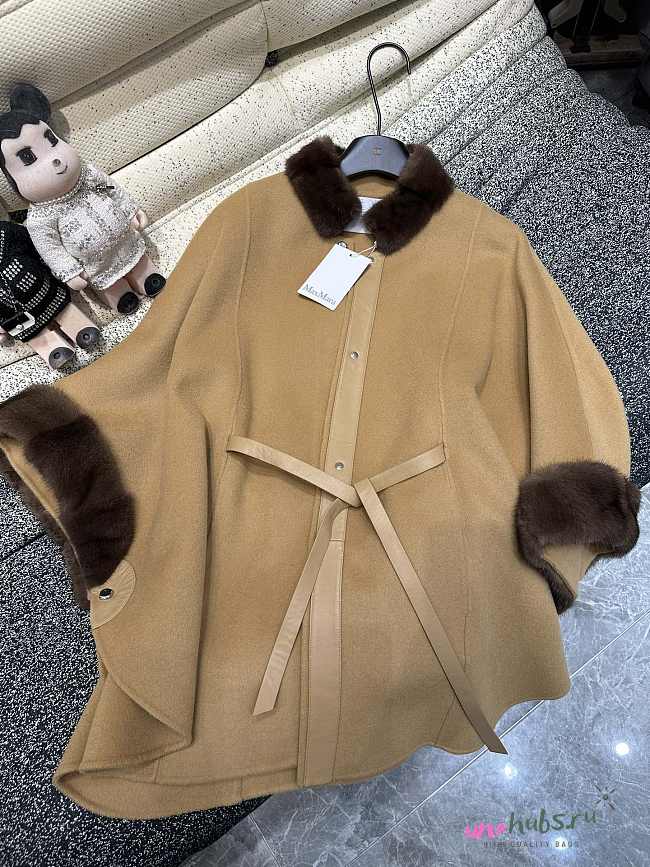 Max Mara Wool Cape with Mink Fur 3 colors - 1
