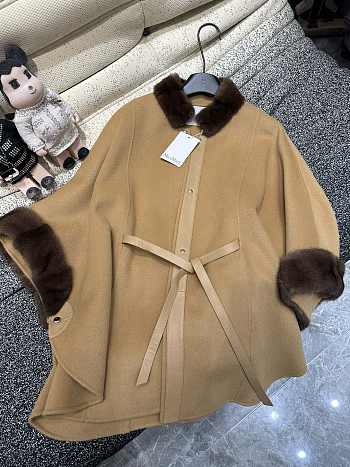 Max Mara Wool Cape with Mink Fur 3 colors