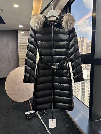 Moncler Leersie Hooded Shearling Long Down Jacket