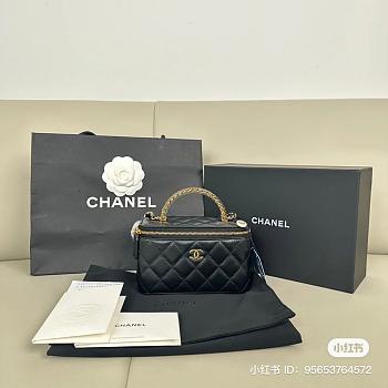 Chanel Vanity Box Bag In Black Lambskin 