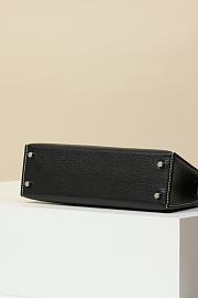 Hermes Kelly Mini Black With White Stitching Silver Hardware - 4