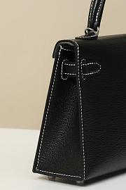 Hermes Kelly Mini Black With White Stitching Silver Hardware - 2