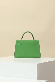 Hermes Kelly Mini Green Silver Hardware - 6