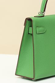 Hermes Kelly Mini Green Silver Hardware - 3