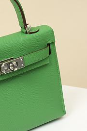 Hermes Kelly Mini Green Silver Hardware - 2